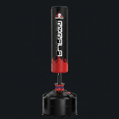 RORALA heavy bag with stand, red upgraded version, handwraps only